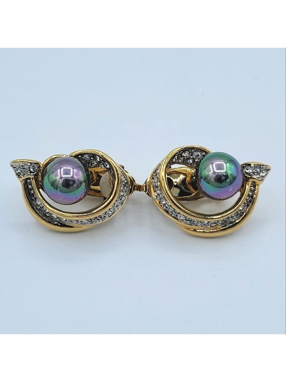 Vintage FAC Earrings Peacock Pearl #2296